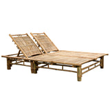 NNEVL 2-Person Sun Lounger with Cushions Bamboo