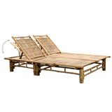 NNEVL 2-Person Sun Lounger with Cushions Bamboo