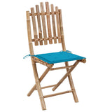 NNEVL 5 Piece Folding Outdoor Dining Set with Cushions Bamboo