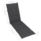 NNEVL Outdoor Deck Chair with Footrest and Cushion Solid Acacia Wood