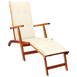 NNEVL Outdoor Deck Chair with Footrest and Cushion Solid Acacia Wood