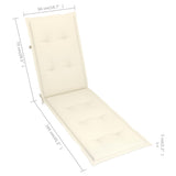NNEVL Outdoor Deck Chair with Footrest and Cushion Solid Acacia Wood