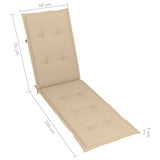 NNEVL Outdoor Deck Chair with Footrest and Cushion Solid Acacia Wood