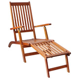 NNEVL Outdoor Deck Chair with Footrest and Cushion Solid Acacia Wood
