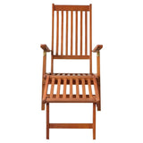 NNEVL Outdoor Deck Chair with Footrest and Cushion Solid Acacia Wood