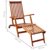 NNEVL Outdoor Deck Chair with Footrest and Cushion Solid Acacia Wood