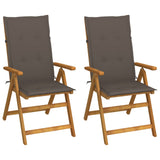 NNEVL Garden Reclining Chairs 2 pcs with Cushions Solid Acacia Wood