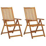 NNEVL Garden Reclining Chairs 2 pcs with Cushions Solid Acacia Wood