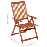 NNEVL Folding Garden Chairs 3 pcs with Cushions Solid Acacia Wood