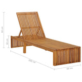 NNEVL Sun Lounger with Cushion Solid Acacia Wood