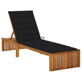 NNEVL Sun Lounger with Cushion Solid Acacia Wood
