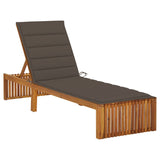 NNEVL Sun Lounger with Cushion Solid Acacia Wood
