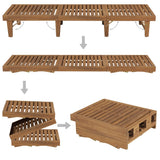 NNEVL Folding Sun Lounger with Cushion Solid Wood Acacia
