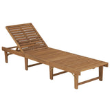 NNEVL Folding Sun Lounger with Cushion Solid Acacia Wood