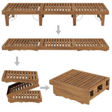 NNEVL Folding Sun Lounger with Cushion Solid Acacia Wood