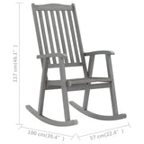 NNEVL Rocking Chair with Cushions Grey Solid Acacia Wood
