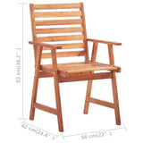 NNEVL Outdoor Dining Chairs 2 pcs with Cushions Solid Acacia Wood