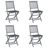 NNEVL Folding Outdoor Chairs 4 pcs with Cushions Solid Acacia Wood
