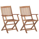 NNEVL Folding Garden Chairs 2 pcs with Cushions Solid Wood Acacia