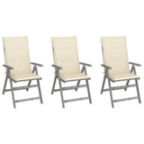 NNEVL Garden Reclining Chairs 3 pcs with Cushions Solid Acacia Wood