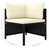 NNEVL 11 Piece Garden Lounge Set with Cushions Poly Rattan Black