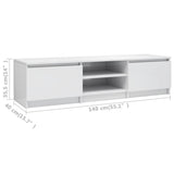 NNEVL TV Cabinet High Gloss White 140x40x35.5 cm Engineered Wood
