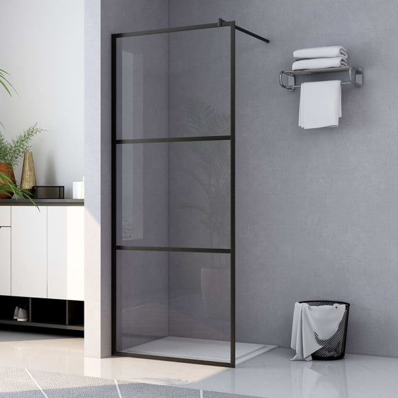 NNEVL Walk-in Shower Wall with Clear ESG Glass Black 80x195 cm