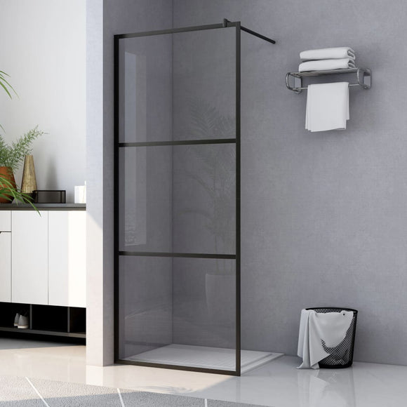 NNEVL Walk-in Shower Wall with Clear ESG Glass Black 100x195 cm