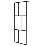 NNEVL Walk-in Shower Wall with Tempered Glass Black 80x195 cm