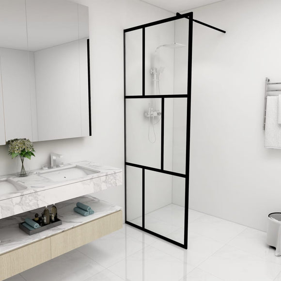 NNEVL Walk-in Shower Wall with Tempered Glass Black 80x195 cm