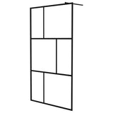 NNEVL Walk-in Shower Wall with Tempered Glass Black 115x195 cm