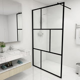 NNEVL Walk-in Shower Wall with Tempered Glass Black 115x195 cm