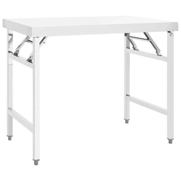 NNEVL Kitchen Folding Work Table 100x60x80 cm Stainless Steel