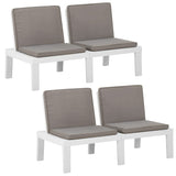 NNEVL Garden Lounge Benches with Cushions 2 pcs Plastic White