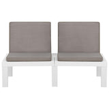 NNEVL 3 Piece Garden Lounge Set with Cushions Plastic White