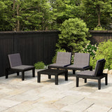 NNEVL 4 Piece Garden Lounge Set with Cushions Plastic Grey