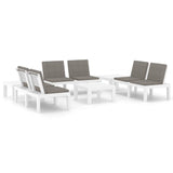 NNEVL 6 Piece Garden Lounge Set with Cushions Plastic White