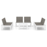 NNEVL 6 Piece Garden Lounge Set with Cushions Plastic White