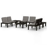NNEVL 6 Piece Garden Lounge Set with Cushions Plastic Grey