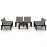 NNEVL 6 Piece Garden Lounge Set with Cushions Plastic Grey