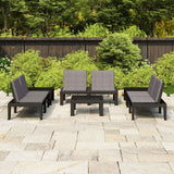 NNEVL 6 Piece Garden Lounge Set with Cushions Plastic Grey