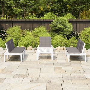 NNEVL 4 Piece Garden Lounge Set with Cushions Plastic White