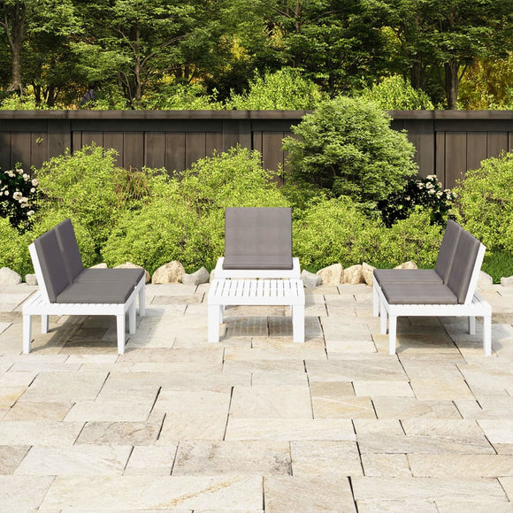 NNEVL 4 Piece Garden Lounge Set with Cushions Plastic White