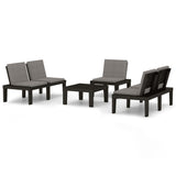 NNEVL 4 Piece Garden Lounge Set with Cushions Plastic Grey