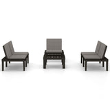 NNEVL 4 Piece Garden Lounge Set with Cushions Plastic Grey