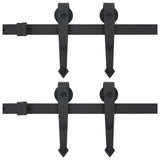 NNEVL Sliding Door Hardware Kits 2 pcs 200 cm Steel Black