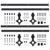 NNEVL Sliding Door Hardware Kits 2 pcs 183 cm Steel Black