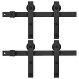 NNEVL Sliding Door Hardware Kits 2 pcs 183 cm Steel Black