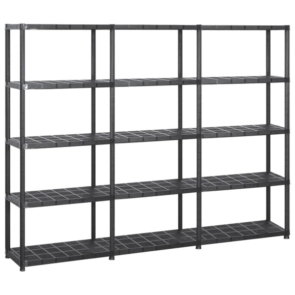 NNEVL Storage Shelf 5-Tier Black 213x38x170 cm Plastic