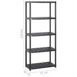 NNEVL Storage Shelf 5-Tier Black 213x38x170 cm Plastic